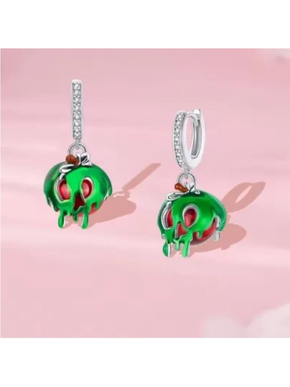 Disney poison apple earrings with crystal rhinestones diamonds